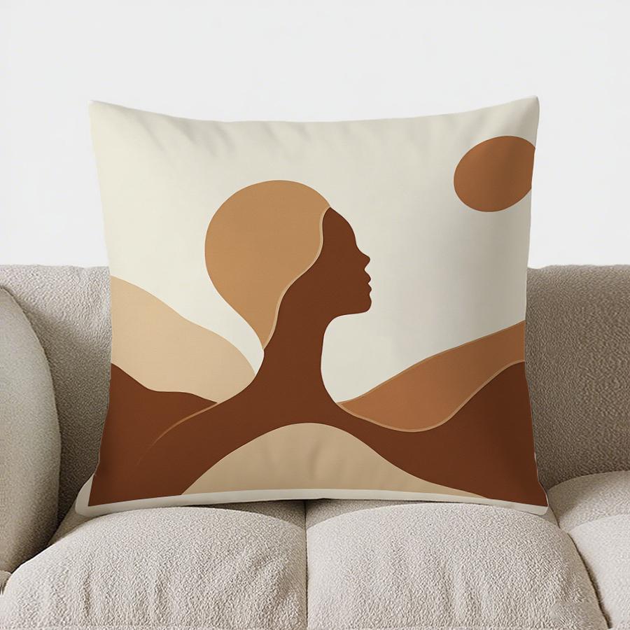 Home Decor Abstract Woman Silhouette Geometric Pattern Pillow Pattern Cushion Cover Suitable For Sofa Bedroom Car Pillow Cover