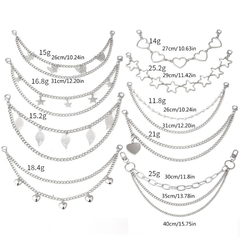 5Pcs Fashionable Purse Chain Set Unique Bag Chain Metal Bag Straps Alloy Texture Handbag Chain Suitable for Bag Handbag