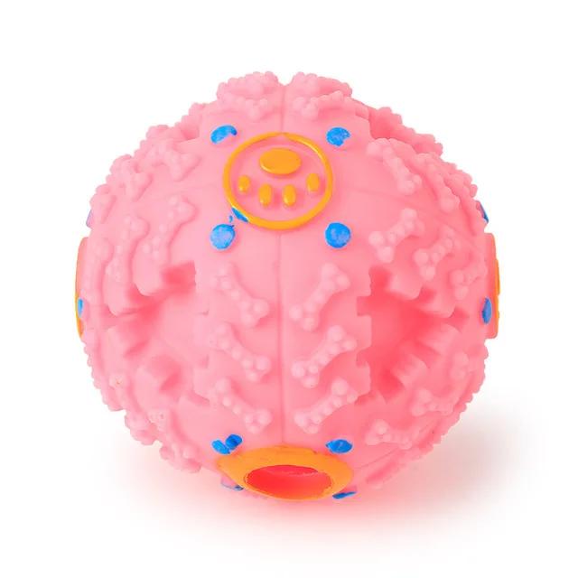 

3-цветный шар-шум, корм для домашних животных, падающий шар, головоломка для домашних животных, игрушка для собак, звучащая игрушка, пищащий шар, круглый S 7.5cm розовый