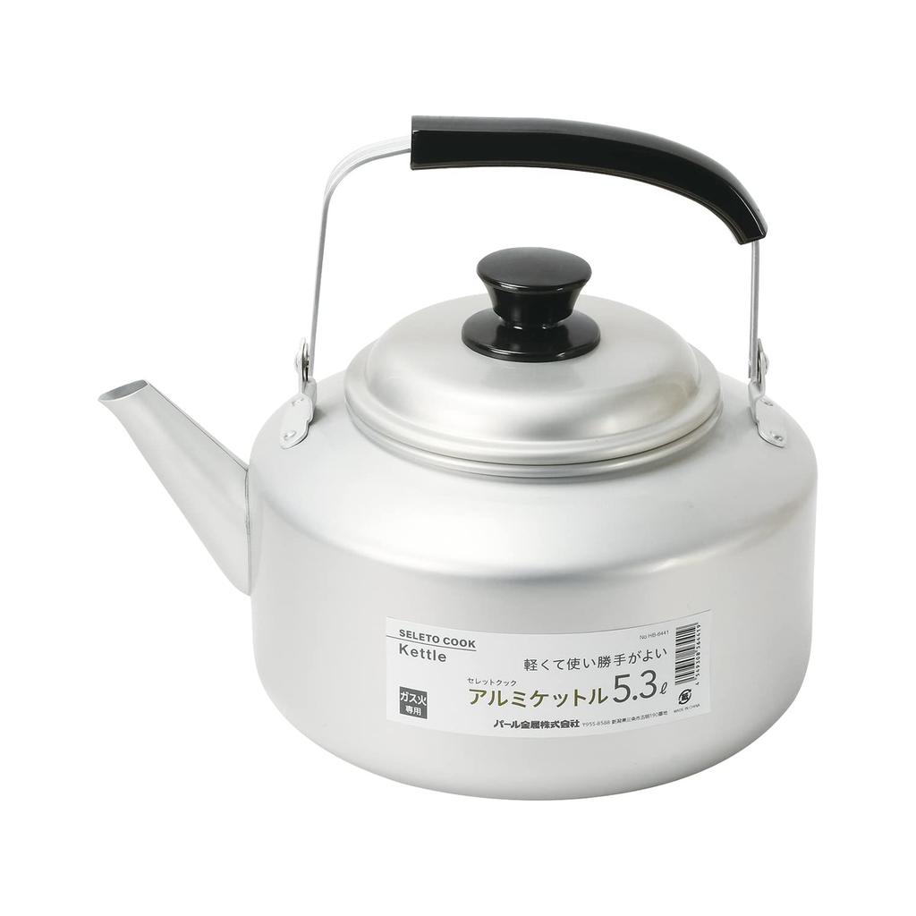 Pearl Metal Aluminum Kettle for Gas Stoves Ceret Cook HB-6441 5.3L Only, Silver,