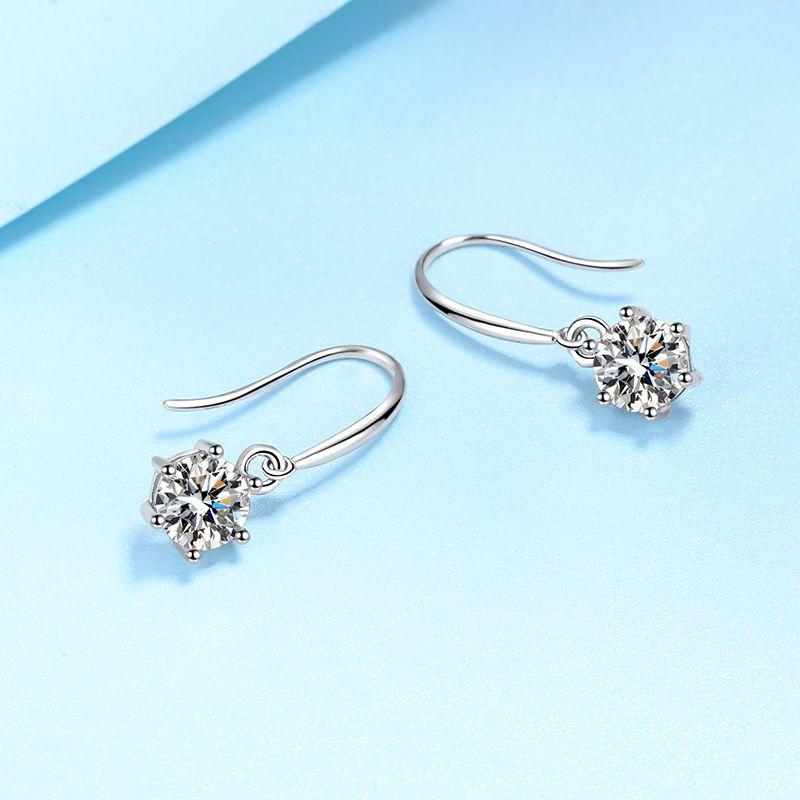Cercei din argint S925, stil pentru femei, temperament, ciucuri acrilic retro, cârlig pentru ureche cu șase gheare, cercei moissanite de 1 carat