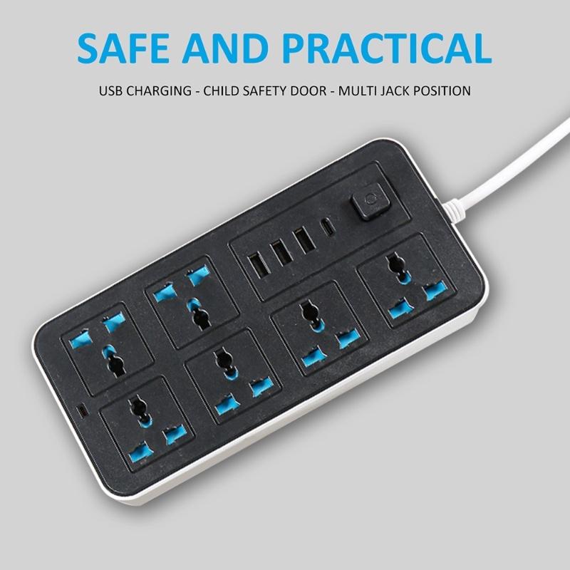 Smart Power Strip With 6 Surge Protection Outlets, 3 USB Ports And 1 Type-C Port Multi-Port Smart Plugs Multifunctional Switch
