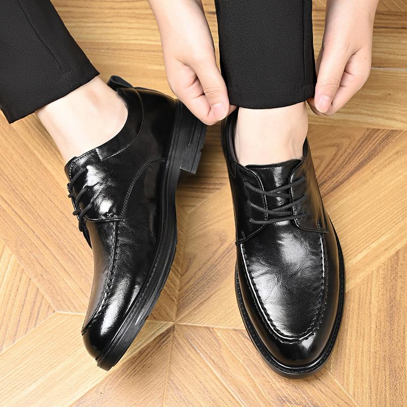 Leather Shoes Men's Autumn New Soft-soled Men's Casual Shoes  Dress Single Shoes Groom Wedding Shoes