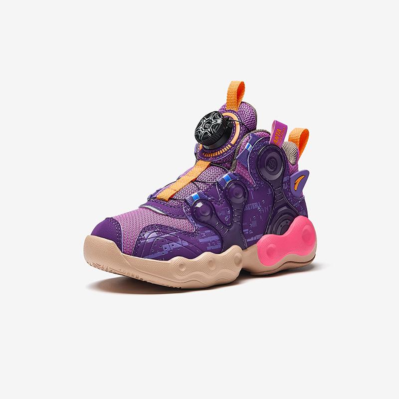 Anta Kids Asymmetrical Synthetic Leather Trendy Cool Non-Slip Durable Mid-Top Basketball Shoes Kids basketball shoes Purple A12449901-3