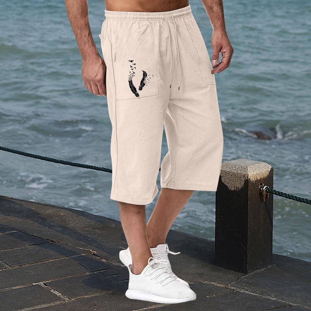 Lässige Sporthose aus Baumwolle und Leinen für Herren