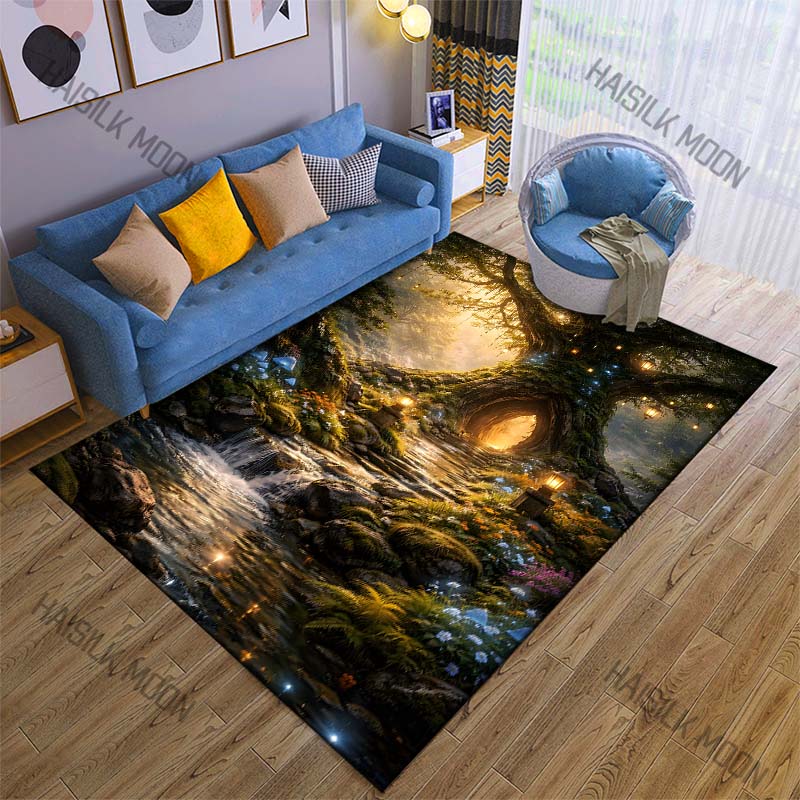 Magical forest tree hollow Print Carpet Rug for Living Room Bedroom Sofa Doormat Home Decor Non-slip Floor Mat