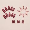 Nakhi 24 Reusable Artificial Fake Nail Set | Base Peach Colour with Maroon Design Glossy Nails | Lightweight & Long Lasting | Quick Fix For Festiv