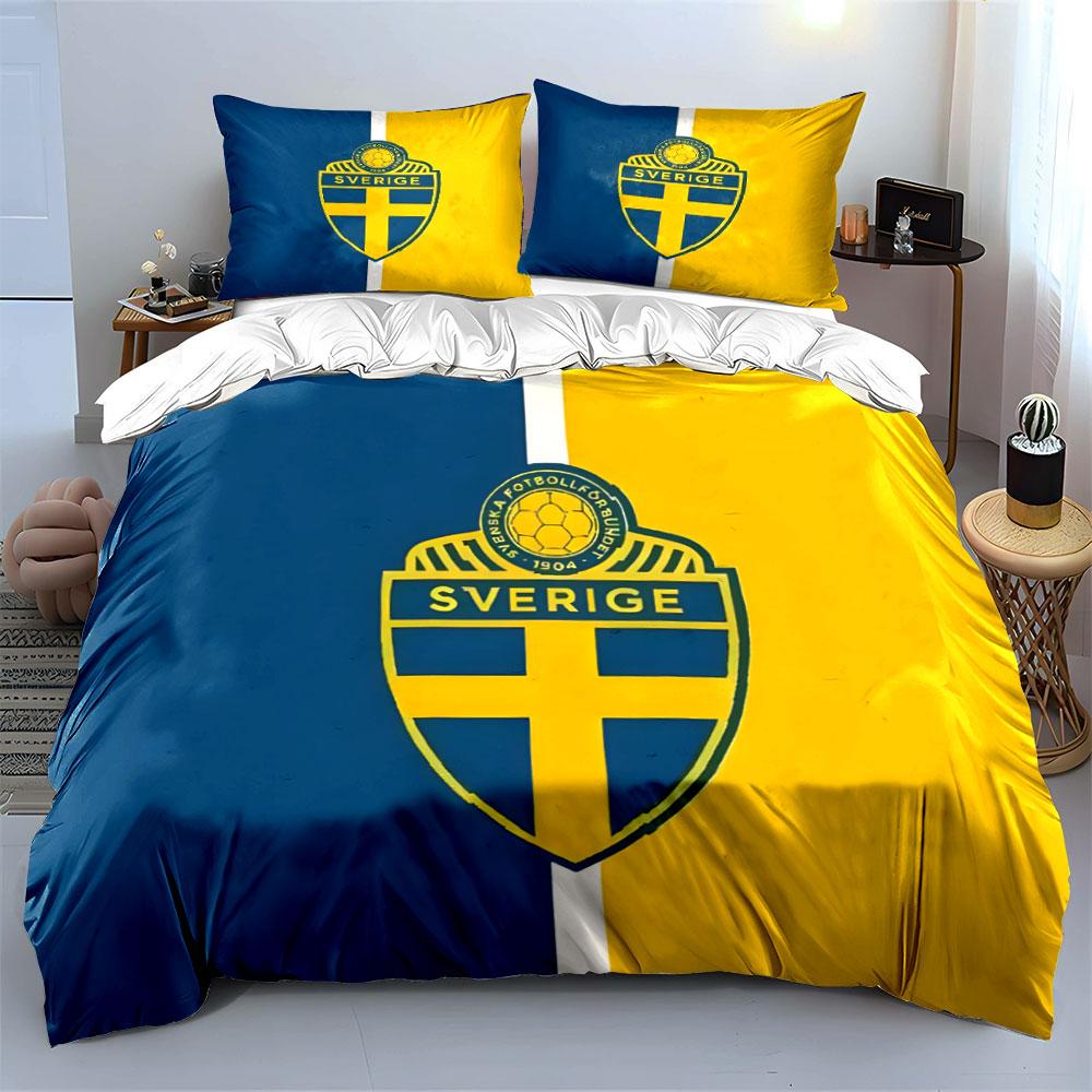 Blue-yellow Sweden Emblem. Bedding Sets Duvet Cover Sets Duvet Covers Pillowcases(1*Duvet Cover 2*Pillowcases Without Duvet Insert)