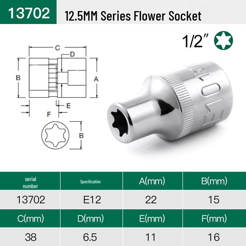 SATA Torx E-typ 12,5 mm sexlobigt hylsverktyg