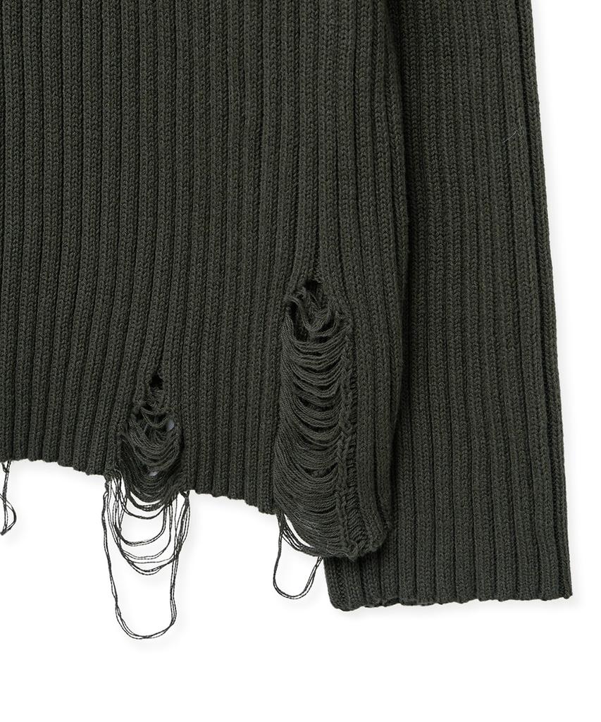 NOIRER Cotton Damaged Combat Knit (Khaki)