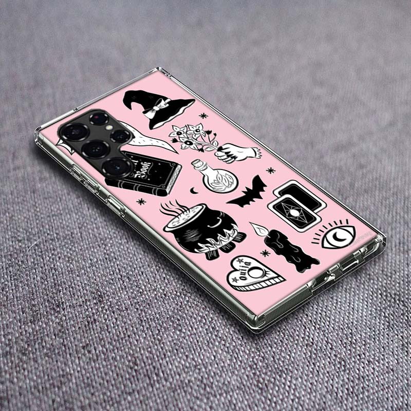 Okkulte Hexerei Mond Gotische Hexe Klare Handyhülle für Samsung Galaxy S24 S23 S21 Plus S20 FE S22 S26 Ultra S25 Edge TPU Capa