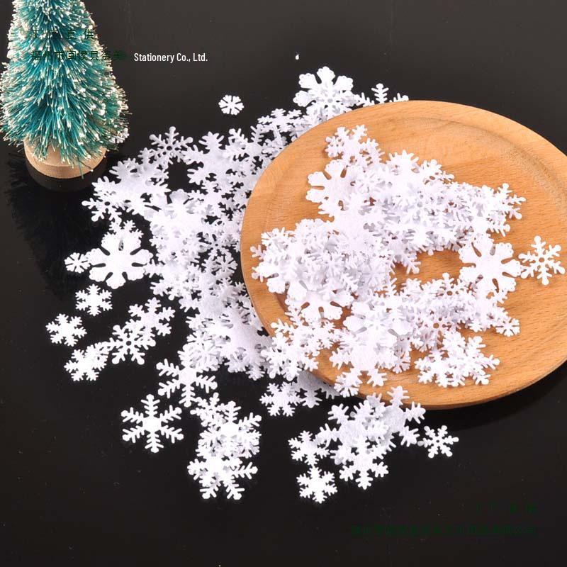 Mini Non-Woven Snowflake Christmas Decor with Silk Flower - No Back Adhesive