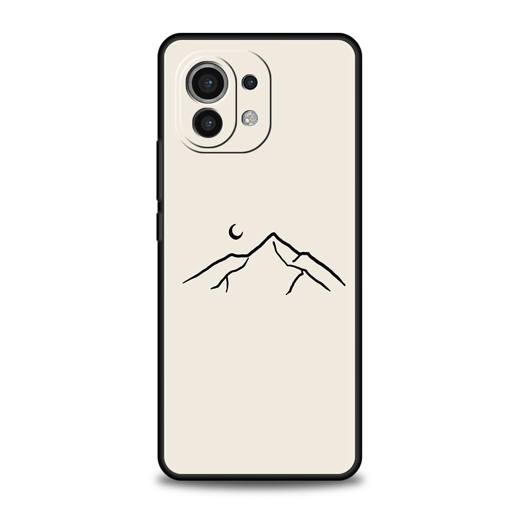 Phone Case For Xiaomi Mi 15 14 14T 13T 12T Pro 12 13 11 Lite 5G 11T X6 X5 Pro TPU Cover Line Mountain Scenery Sun Moon Couples