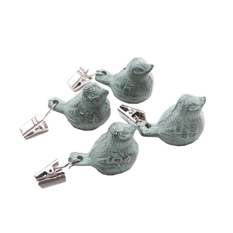 62KD Cast Iron Tablecloth Weights 4 Packs Beautiful Bird Pendants Clips Heavy Duty Tablecloth Clamps for Garden Party Wedding