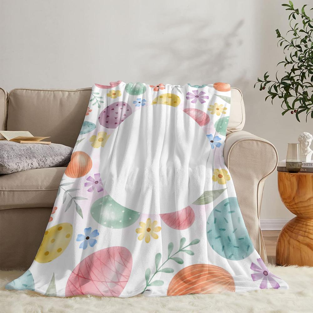 GUOYU Blanket Happy Easter Throw Soft Flannel Throw Summer Blanket Lightweight Cozy Nap Blanket for Sofa Bed Travel