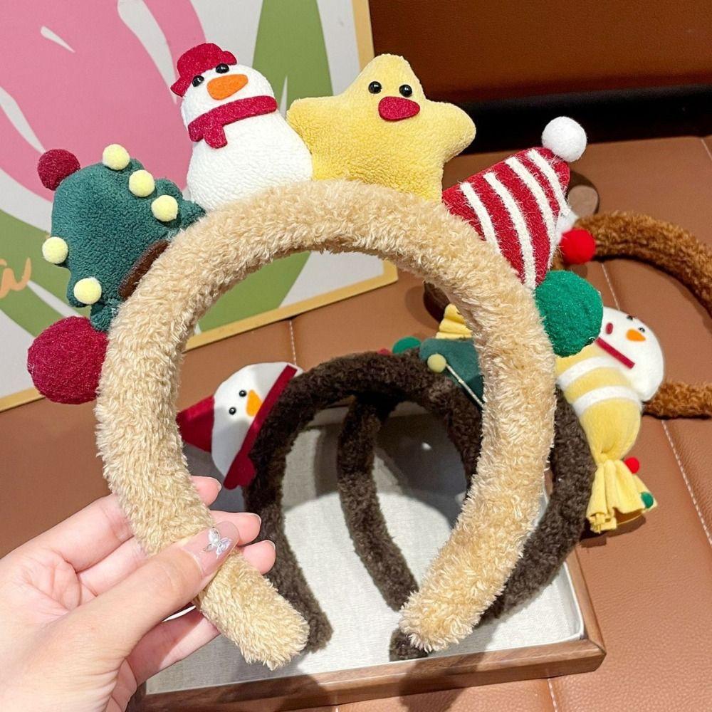 Premiun Funny Elk Kids Christmas Tree Headband Bow Decoration Cartoon Xmas Headpieces Snowman Cute Hair Clasp Party