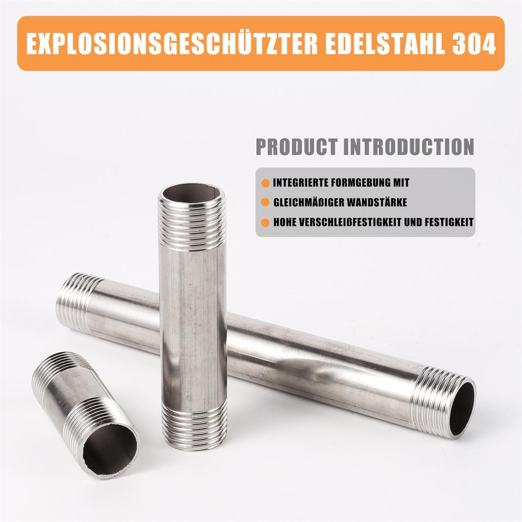 Stainless Steel 1/2" 3/4" 1" Male Thread Pipe Connector Female Thread End Cap 5-30cm Shower Rod Extension Tube Watering Fittings
