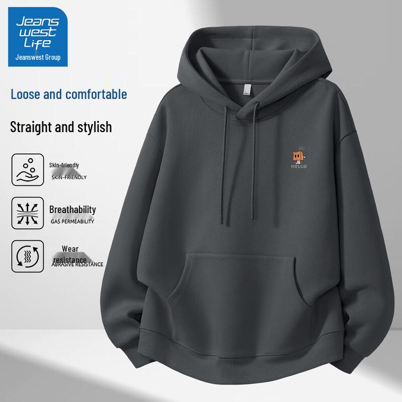 

JEANSWEST LIFE Мужское худи свободного кроя с мультяшным принтом 2025 L