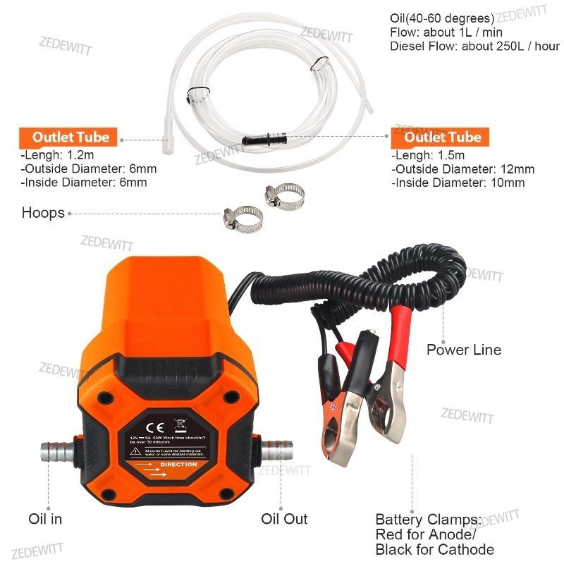 Xiaomi 60W 12V Universal Electric Oil Suction Pump Fuel Delivery Transfer Pump for Car Engine Crude Oil Fits Motorcycle Boat Use