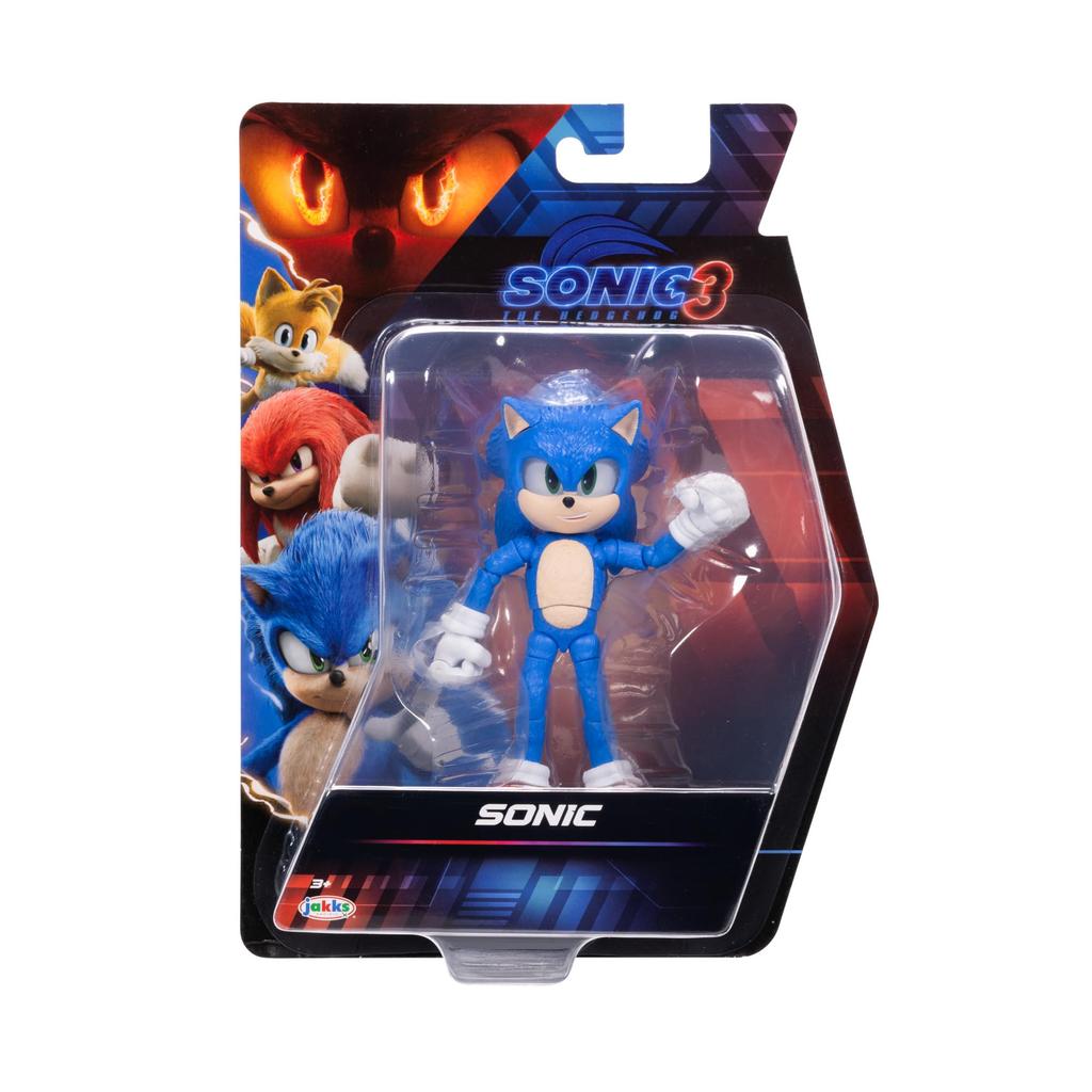 Sonic 3 Movie Action Figure 5'' Sonic Collector Toy Figure Highly Articulated for BoysGirls - Officially Licensed Sonic the Hedgehog 3 Movie Product.