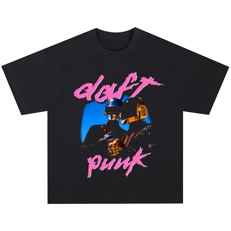 

Футболка Daft Punk Мужская и Женская с коротким рукавом Ретро Метал-группа Y2k Топы Люксовый Бренд Футболка Летняя Мужская Одежда Уличная Одежда S