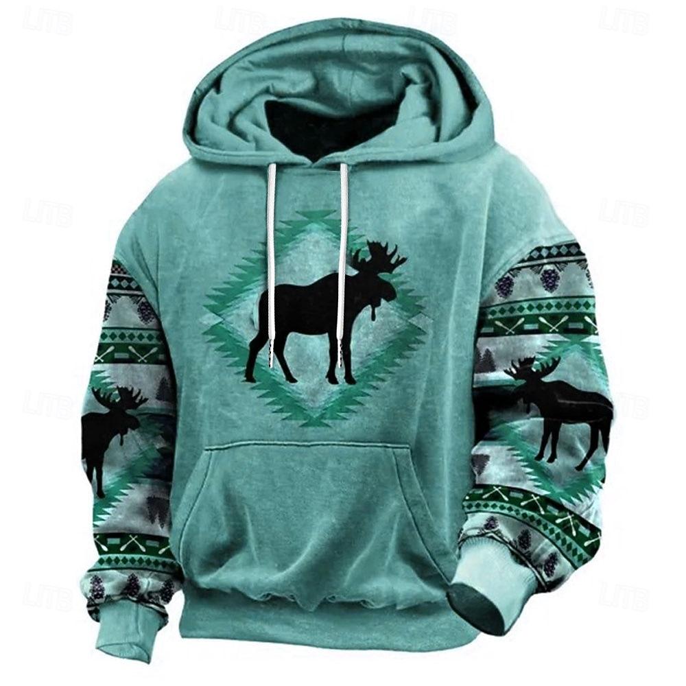 Men's Graphic Tribal Cowboy Hoodie Hoodies Sweatshirt Daily Ethnic Casual Vintage Retro Long Sleeve Hooded Vacation Sports