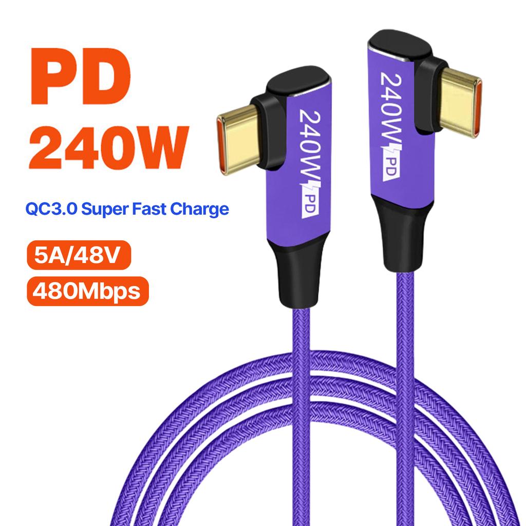 USB Type-C To C Cable PD 240W Fast Charging Cable for Game Switches Laptop Notebook Phone Charger Cord 480Mbps