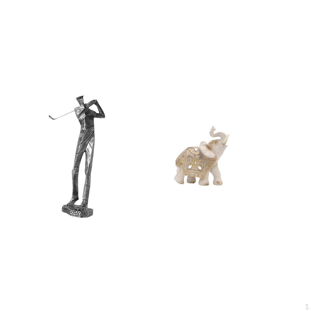 Modern Golfing Elephant Resin Figurine Sculpture Unique Golfer Animal Statue Decoration for Golf