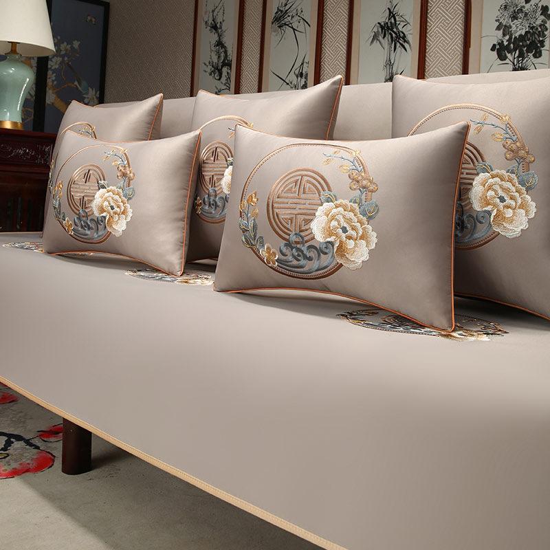 Red Seat Cushion Cover Wedding Festive Mahogany Sofa Cushion Cover Towel High-End Chinese Arhat Bed Backrest Towel Sofa Towel