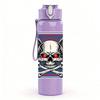 1PC Skull Mask Helmet Biker Theme Print 750ml Color Plastic Sports Water Bottle Leakproof Flip Straw Lid Suitable for Sports Office Home Use