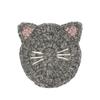 Tomo Corporation Nepal Knit Coaster Cat Face Black Wool Handwoven Coaster 9.5cm Diameter 17725-910-500