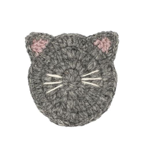 Tomo Corporation Nepal Knit Coaster Cat Face Black Wool Handwoven Coaster 9.5cm Diameter 17725-910-500