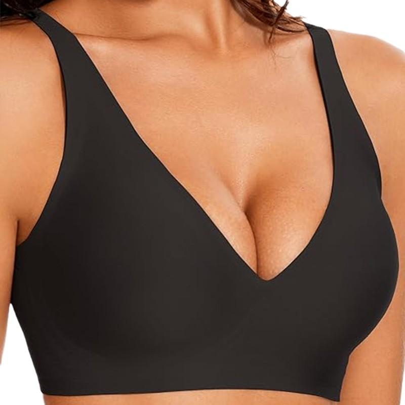Seamless Jelly Underwear Deep V Thin Soft Support Comfortable Feeling Large Chest Small U Back Sexy Bra