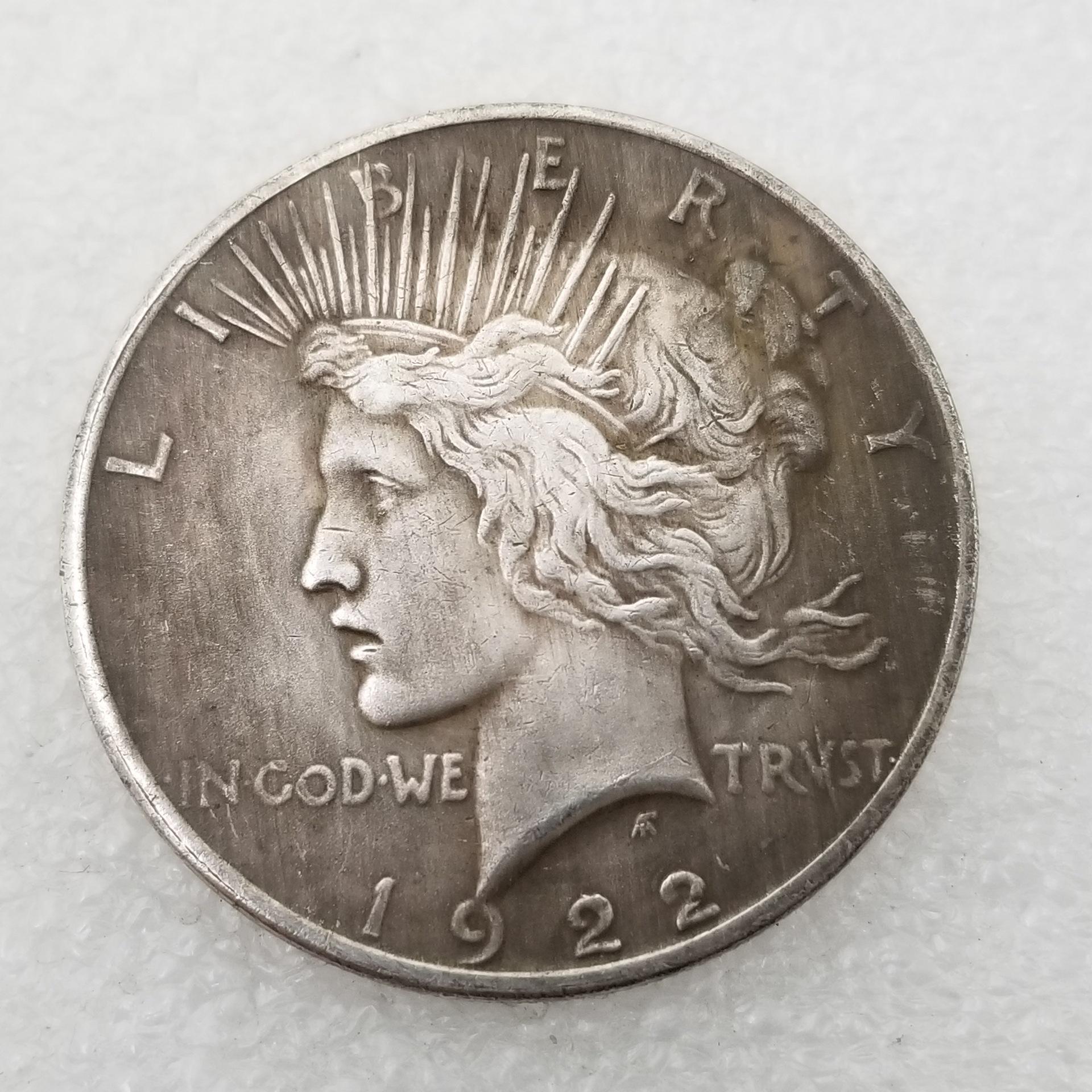 

Vintage 1922 USA Silver Dollar Replica - Silver-Plated Brass with Aged Finish in Antique Style