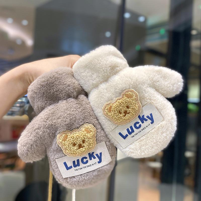 Baby Plüsch Kinder Warme Handschuhe für Mädchen Im Winter Niedlich Frostschutz Plus Samttasche Finger Junge