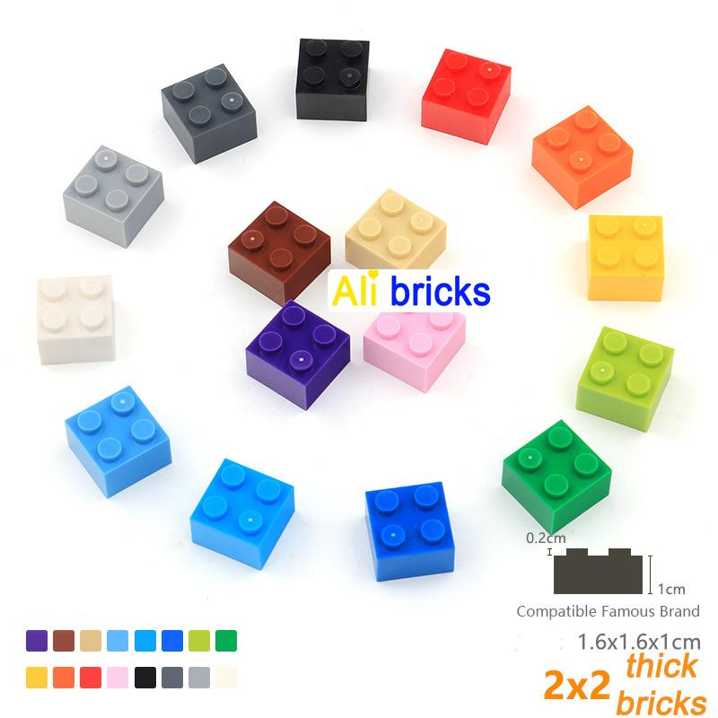 20pcs/lot DIY Blocks Building Bricks Thick 2X2 Educational Assemblage Construction Toys for Children Compatible With Brand