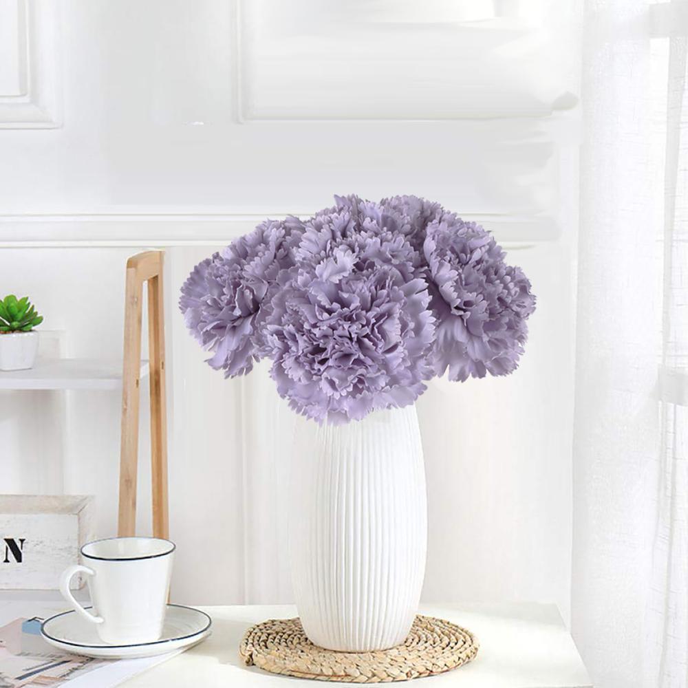 2 Bunches Artificial Carnations Total 12 Heads Silk Faux Flowers for Funeral Arrangements Wedding Bouquets Cemetery Wreaths DIY Crafts