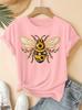 Bee Sunflower Print  Spring Summer Newest Women's Round Neck Imitation Style Bee Sunflower Print Short Sleeved Harajuku T-Shirt