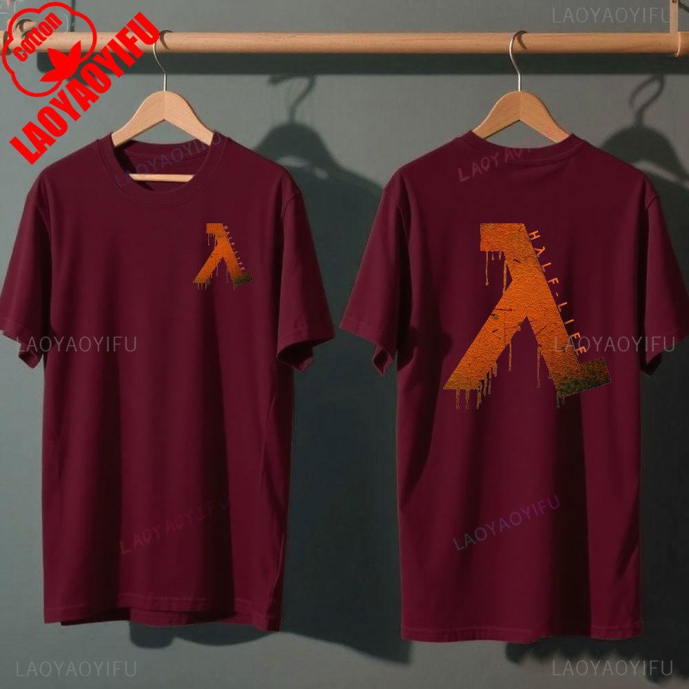 Half Life Classics Logo Lambda in Tops & Tees Cotton T-shirt Vintage Unisex Clothing Graphic T Shirts Streetwear Shirts