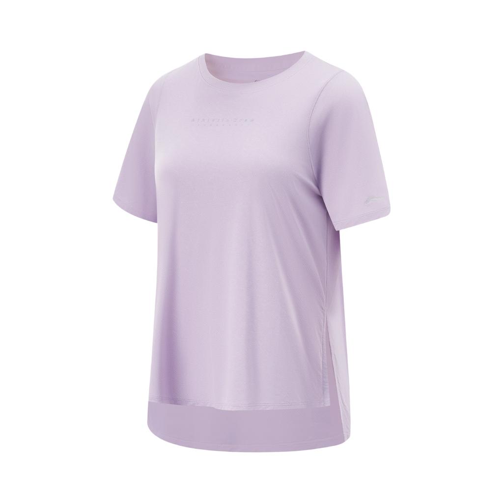Li Ning Fitness Series Solid Color Round Neck Ice Silk Quick Dry Cool Comfortable Breathable Versatile Short Sleeve T-Shirt Women T-Shirts ATSV278-4
