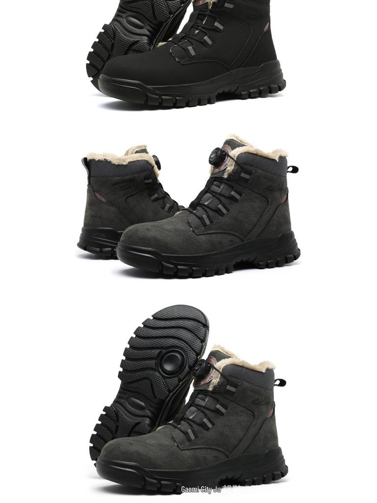 Steel Toe Winter Cotton Slip-On Work Shoes: Superfiber Leather, Anti-Smash, Anti-Puncture, High-Top Safety Footwear.