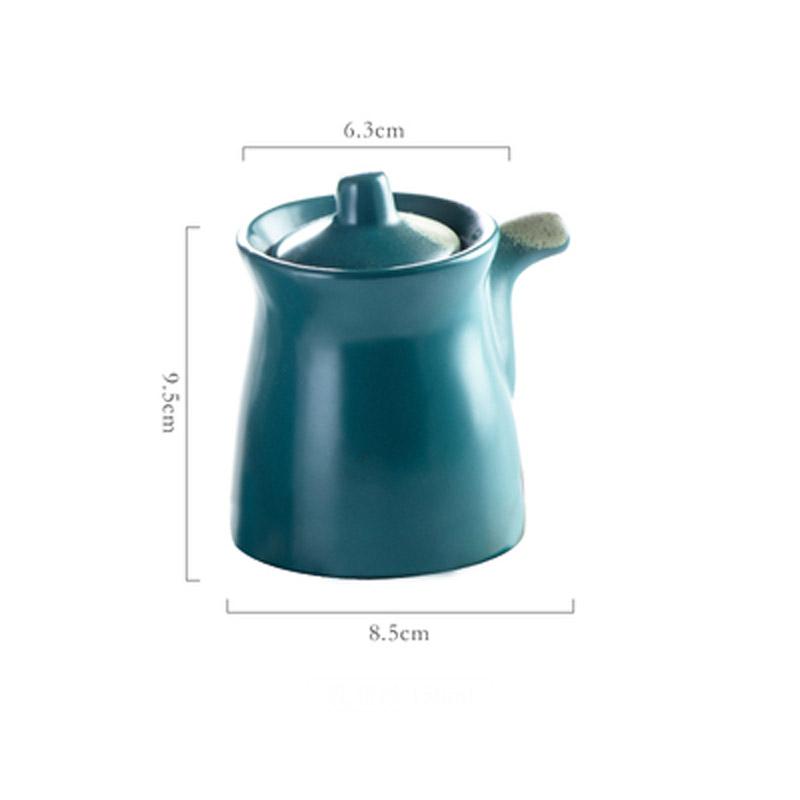 Japanese-style Ceramic Seasoning Pot Household Creative Kitchen Oil Salt Sugar Monosodium Glutamate Condiment Box Oil Pourer