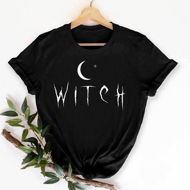 

Луна Ведьма Графические футболки Spooky Wicca Футболка Cool Grunge Boho Хэллоуин Уличная одежда Наряды Fashon Top