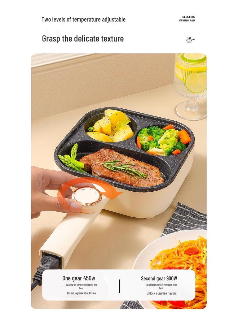 Adjustable Temp Non-Stick Egg & Burger Frying Pan: Four-Hole Multi-Functional Breakfast Machine