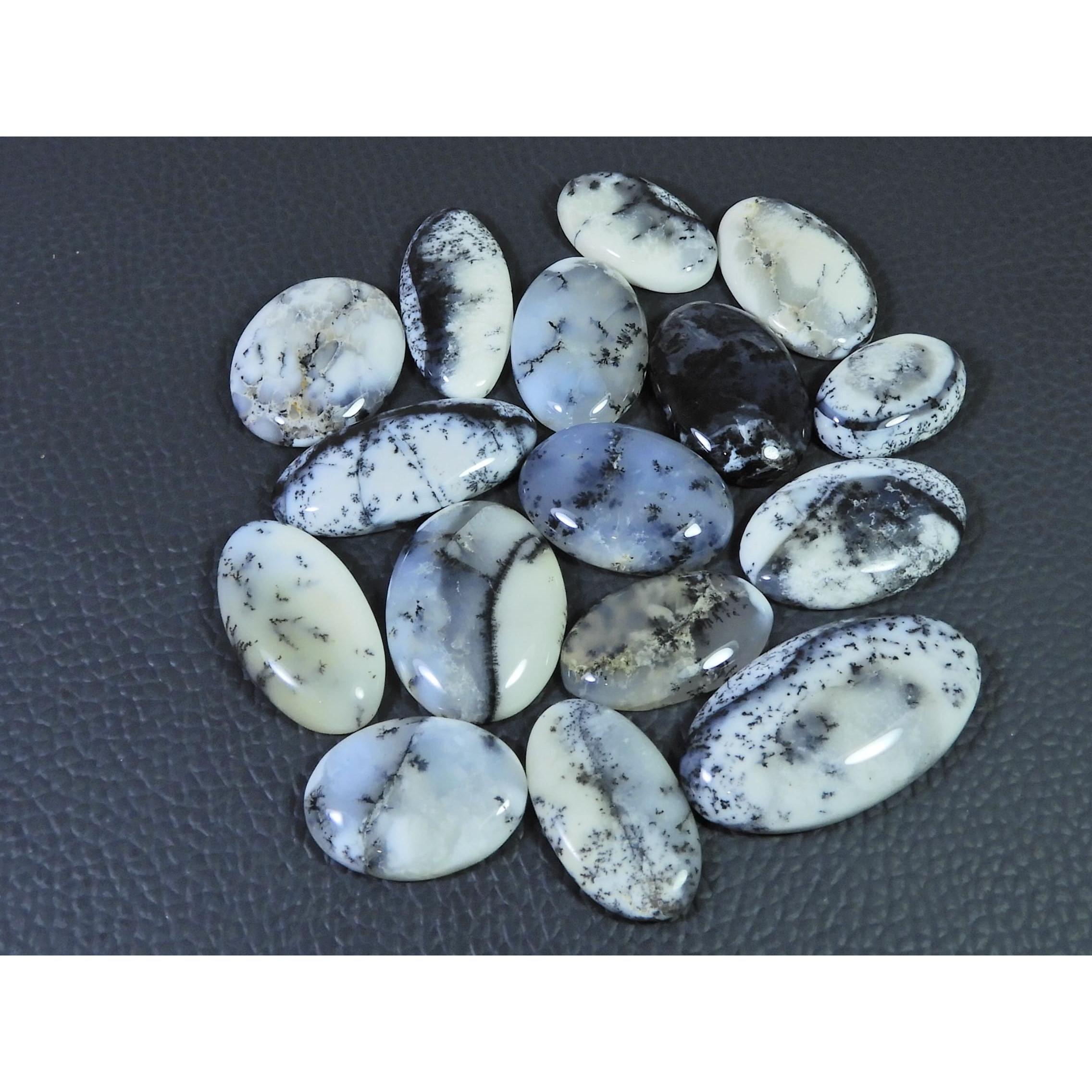 280Cts. Natural Dendrite Opal Agate Oval Cabochon Loose Gemstone 16Pcs Lot C-2000