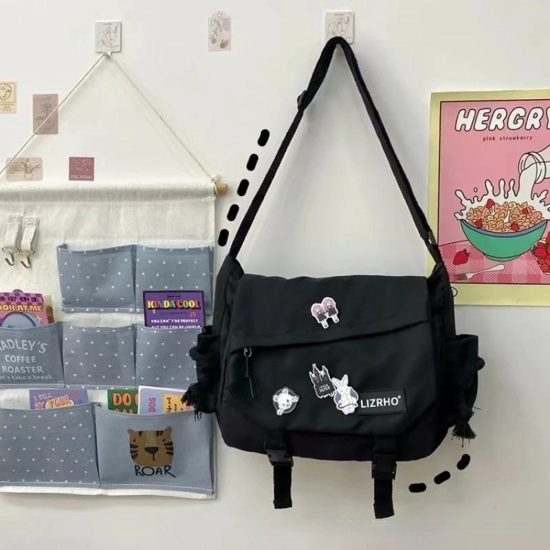 Messenger Bag Japanese Handbags School Korean Single Shoulder Girl Student Hong Kong Style Retro Large Capacity Postman Women's