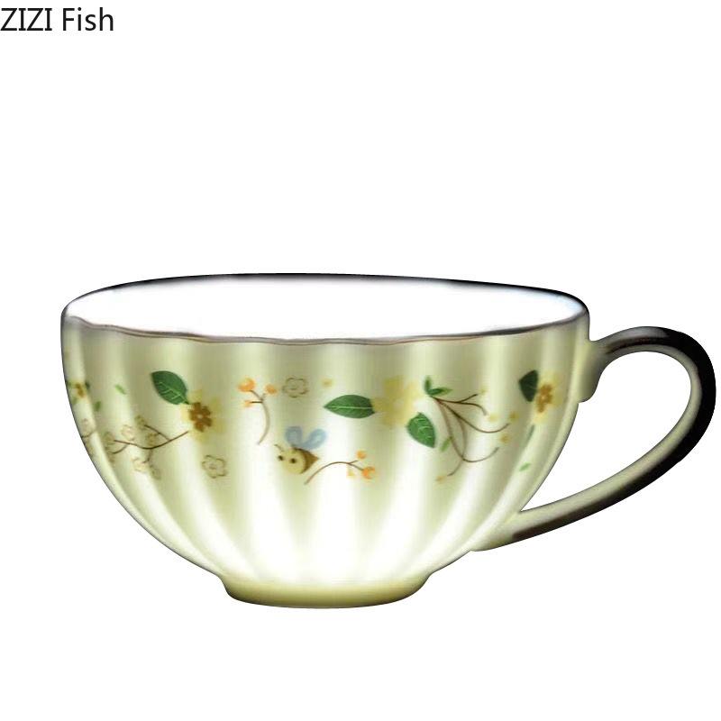 Gold-plated Flower Cup&saucer Dining Table Coffee Mug Delicate Porcelain Mugs Afternoon Tea Teacup Fruit Juice Container