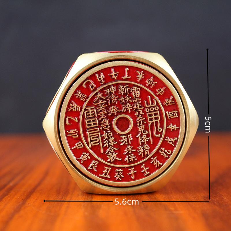 Mountain Ghost Flower Copper Coin Full Brass Eight-Sided Rotating Fidget Spinner Handheld Creative Wealth-Attracting Money Rotat