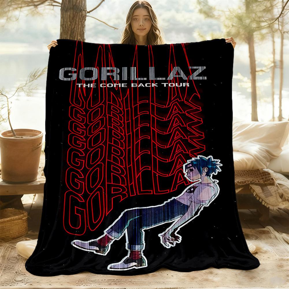 1pc Gorillaz Tour Outdoor Blanket Lightweight Flannel, All-Season Use for Sofa, Bed, Travel, Camping, Living Room, Office, Couch046
