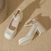 Fashion French Mary Jane Women's Shoes Chunky Heel High Heels Retro Buckle Elegant Single Shoes Spring Autumn Versatile Round Toe